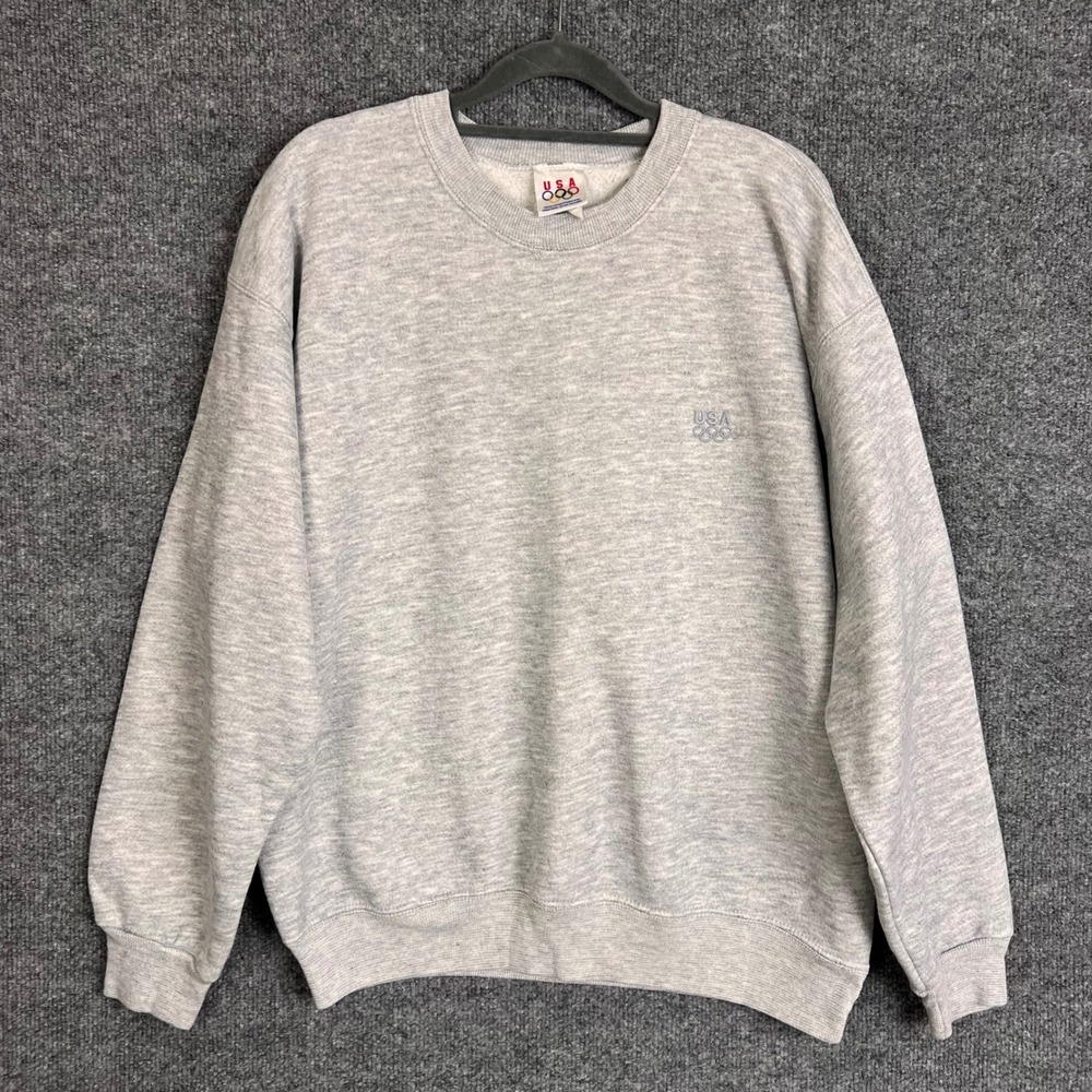 Vintage USA Olympics Sweatshirt Mens Large Gray Crewneck Made in USA